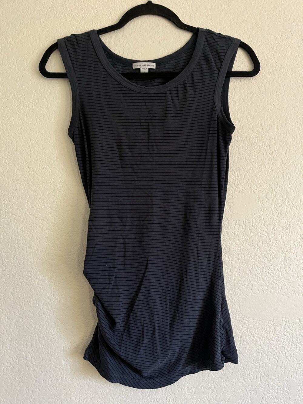 Standard James Perse Blue Black Tank Stripes Size 1 Small Side Pleats